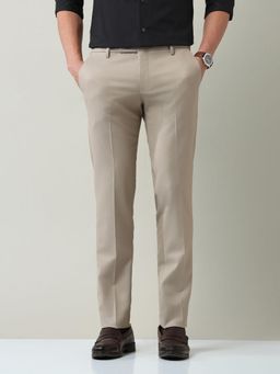 AD By Arvind - Men Khaki Polyester Solid Trouser