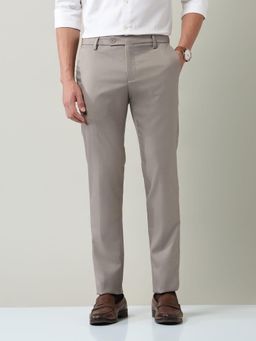 AD By Arvind - Men Grey Polyester Solid Trouser