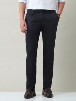 AD By Arvind - Men Blue Polyester Solid Trouser