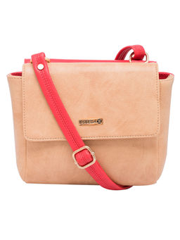 ESBEDA - Beige & Red Solid Two Sided Sling Bag