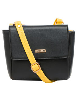 ESBEDA - Black & Yellow Solid Two Sided Sling Bag