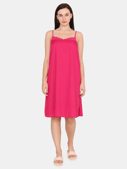 Zivame - Bridal Trousseau Polyester Knee Length Nightdress - Pink