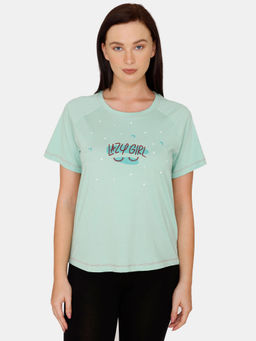 Zivame - Sleepy Owl Cotton Top - Green