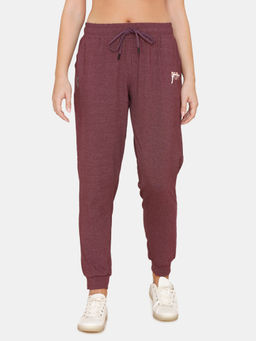 Zivame - Zelocity Easy Movement Joggers - Plum Melange