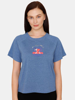 Zivame - Barnyard Poly Cotton Sleep Top - Classic Blue