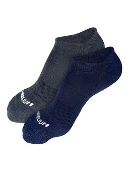 Heelium - Bamboo Zero Ankle Socks for Men - Odour Free - 2 Pairs - Grey - Navy Blue