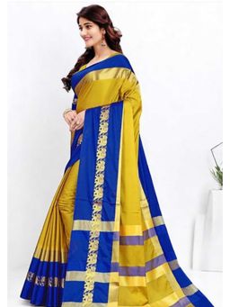 A S CREATION - Cotton Silk Kanchipuram Olive Saree with Unstitched Blouse