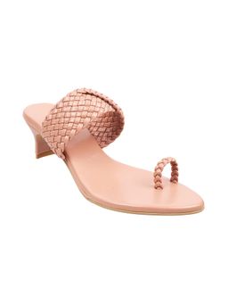 Metro - Womens Pink Block Heel ChappalsMetro Braided Pink Heels