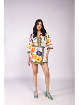 Poppi - Off White Folk Printed Co-Ord (Set of 2)