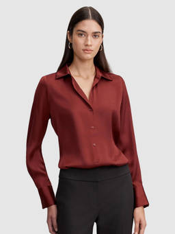 Forever New - Burgundy Solid Polyester Regular Shirt