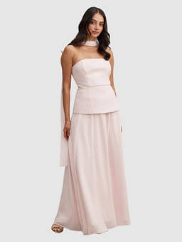 Forever New - Pink Solid Polyester A-Line Dress with Stole