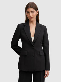 Forever New - Black Solid Polyester Regular Blazer