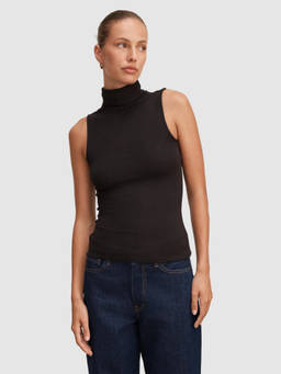 Forever New - Black Solid Modal Slim Top