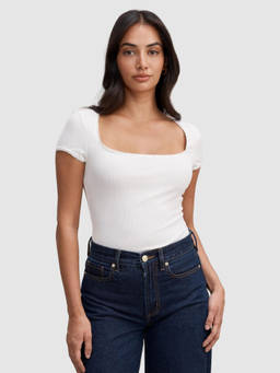 Forever New - White Solid Viscose Slim Top