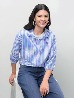 U.S. POLO ASSN. - Blue Stripes Viscose Relaxed Shirt