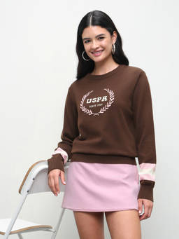 U.S. POLO ASSN. - Brown Self Design Cotton Regular Sweater
