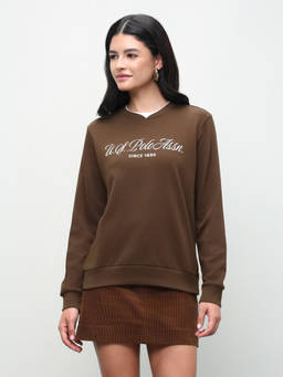 U.S. POLO ASSN. - Brown Printed Cotton Relaxed Sweatshirt