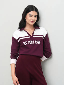 U.S. POLO ASSN. - Purple Colorblock Cotton Regular Sweatshirt