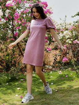 PINACOLADA - Womens Mauve Unplug T-Shirt Mini Dress