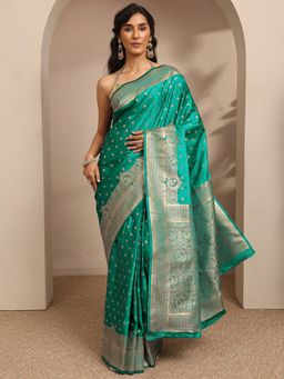 Libas - Womens Embroidered Silk Blend Saree with Unstitched Blouse