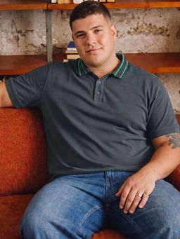 Bewakoof - Grey Solid Cotton Regular Polo T-Shirt