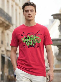 Bewakoof - Red Typography Cotton Regular T-Shirt