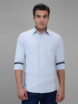 Giordano - Grey Printed Cotton Flex Slim Shirt
