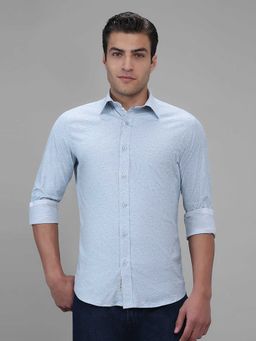Giordano - Grey Printed Cotton Flex Slim Shirt