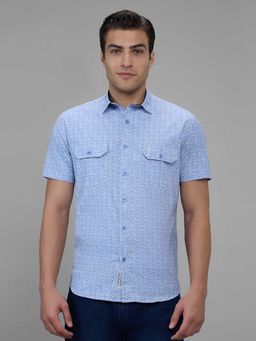 Giordano - Cream Printed Cotton Flex Slim Shirt