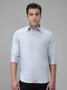 Giordano - Grey Printed Satin Slim Shirt