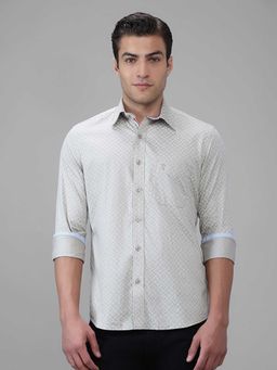 Giordano - Grey Printed Satin Slim Shirt