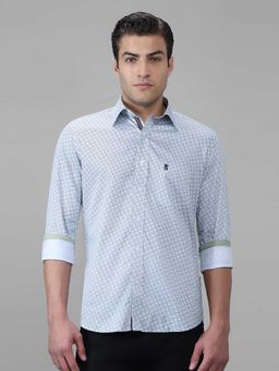 Giordano - White Printed Satin Slim Shirt