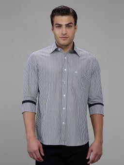 Kenneth Cole - Black Stripes Cotton Blend Slim Shirt