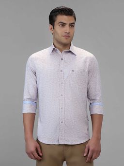 Kenneth Cole - Peach Self Design Cotton Blend Slim Shirt