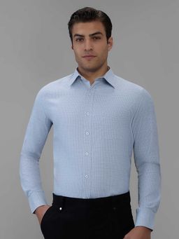 Kenneth Cole - Blue Self Design Viscose Blend Slim Shirt