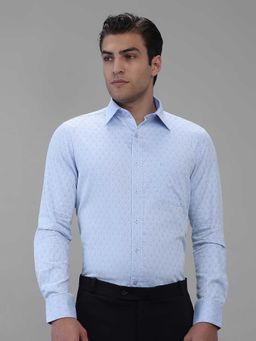 Kenneth Cole - Blue Printed Cotton Blend Slim Shirt