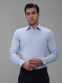 Kenneth Cole - Blue Checks Viscose Blend Slim Shirt