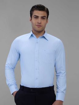 Kenneth Cole - Blue Self Design Cotton Blend Slim Shirt