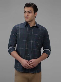 Kenneth Cole - Green Checks Cotton Blend Slim Shirt