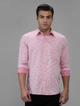 Kenneth Cole - Pink Printed Pure Cotton Slim Shirt
