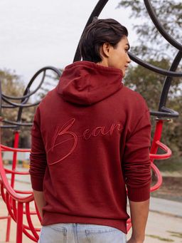 The Bear House - Rust Embroidered Cotton Relaxed Hoodie