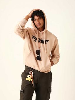 The Bear House - Brown Typography Cotton Relaxed Hoodie