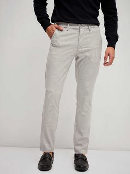 The Bear House - Grey Solid Polyester Straight Trouser