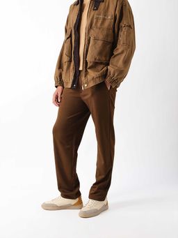 The Bear House - Brown Solid Polyester Straight Trouser