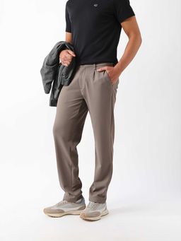 The Bear House - Brown Solid Polyester Straight Trouser
