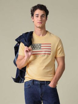 U.S. Polo Assn. Denim Co. - Yellow Printed Cotton Slim T-Shirt