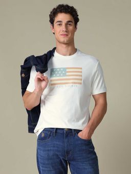 U.S. Polo Assn. Denim Co. - White Printed Cotton Slim T-Shirt