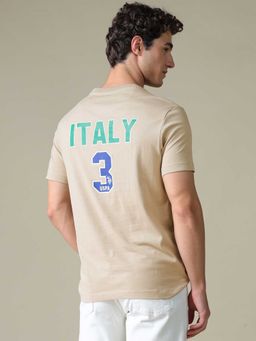 U.S. Polo Assn. Denim Co. - Beige Typography Cotton Slim T-Shirt