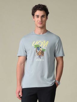 U.S. Polo Assn. Denim Co. - Grey Printed Cotton Slim T-Shirt