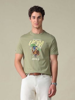 U.S. Polo Assn. Denim Co. - Green Printed Cotton Slim T-Shirt